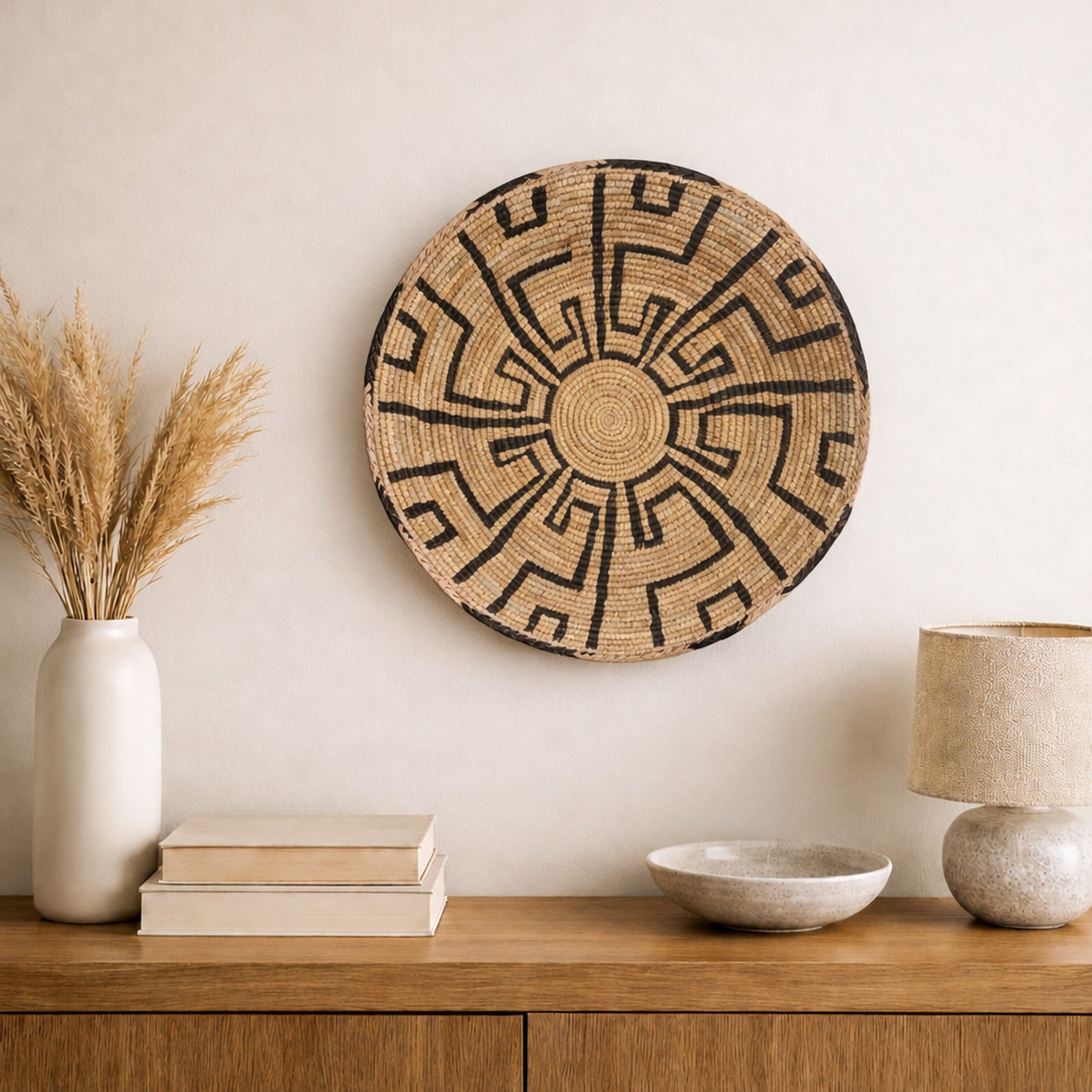 Mirage woven wall basket displayed on an interior wall