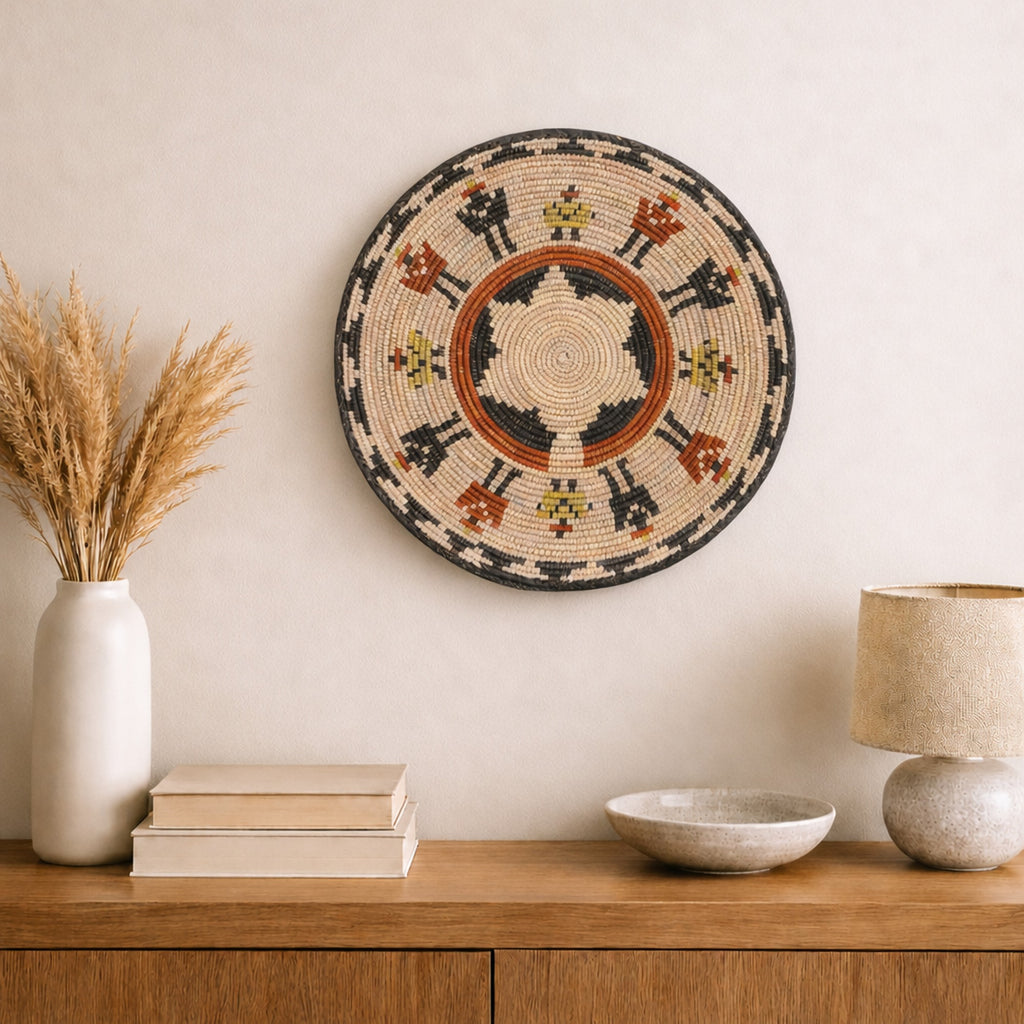 Squad woven wall basket displayed on an interior wall