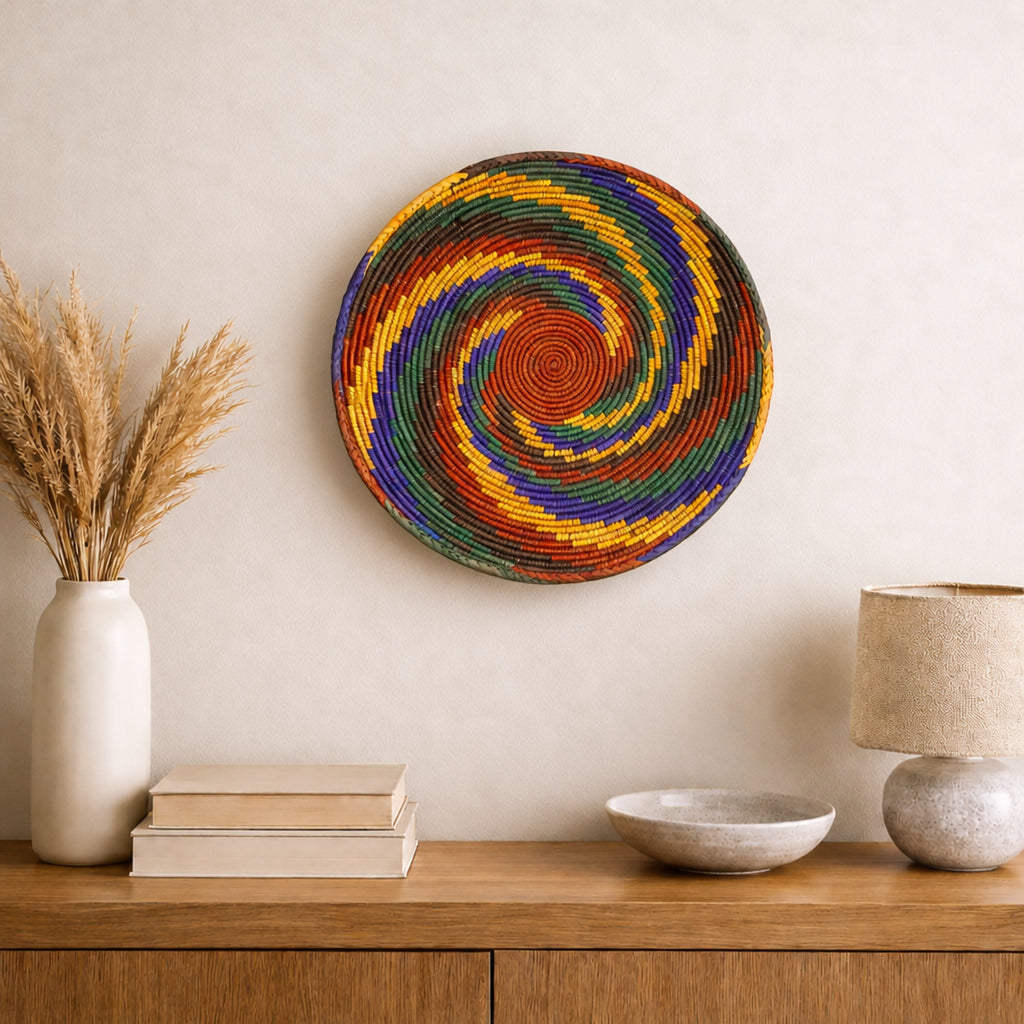 Whirlpool Origin woven wall basket displayed on an interior wall
