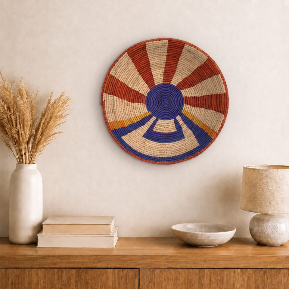 Path of Dawn duvar dekorasyonunda el yapımı hasır duvar tabağı