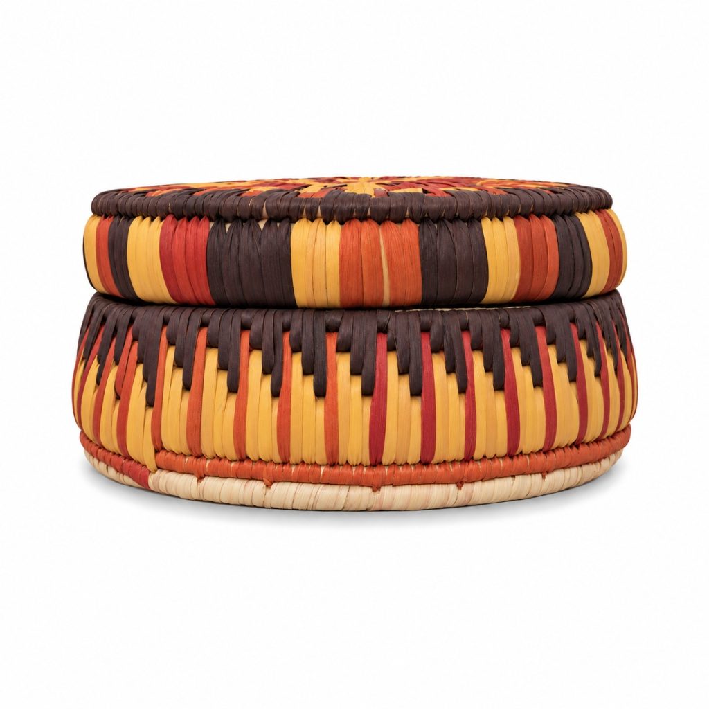 Tribal handmade wicker wall basket